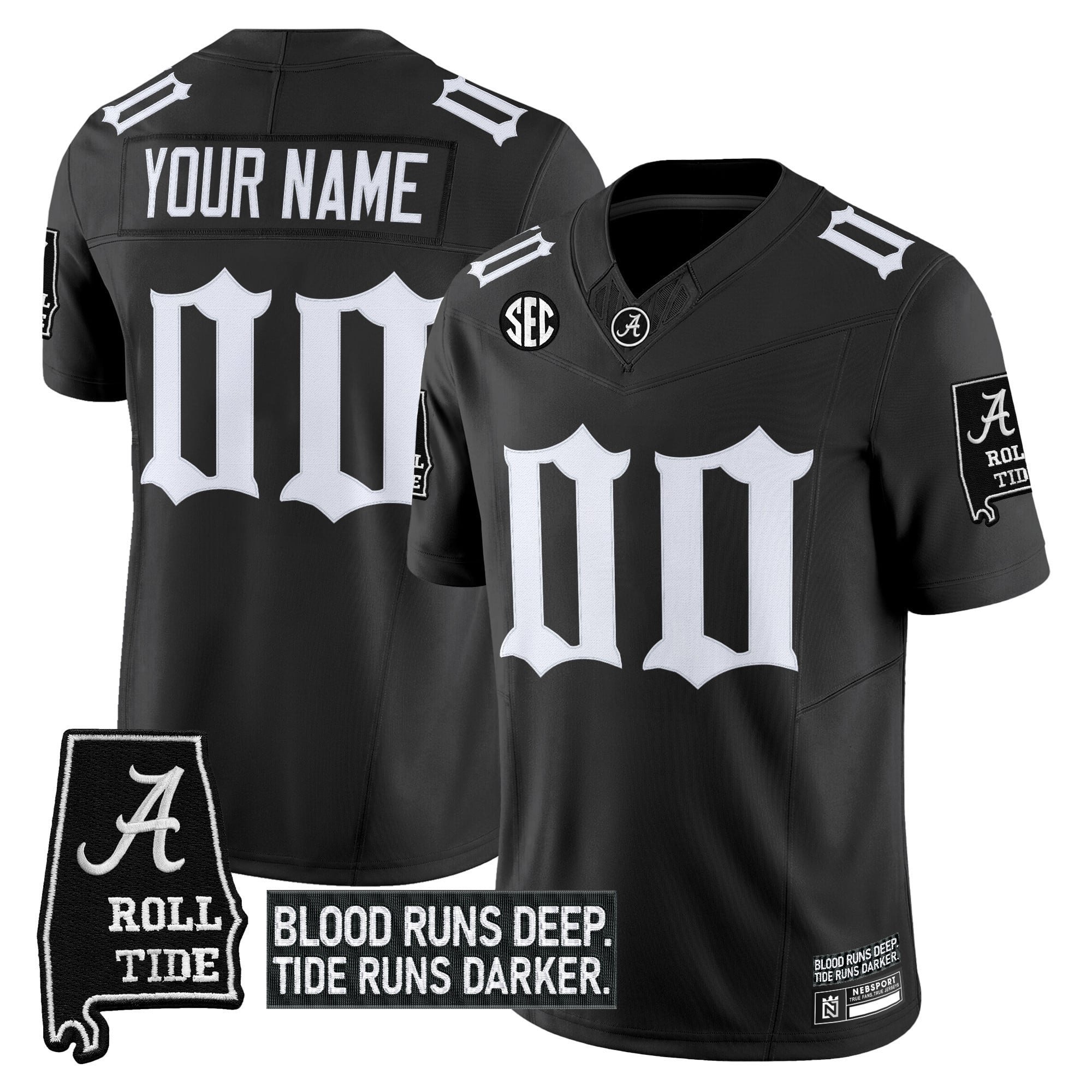 Alabama Crimson Tide 'Gothic Bama Blood Edition' Vapor Limited Custom Jersey - All Stitched