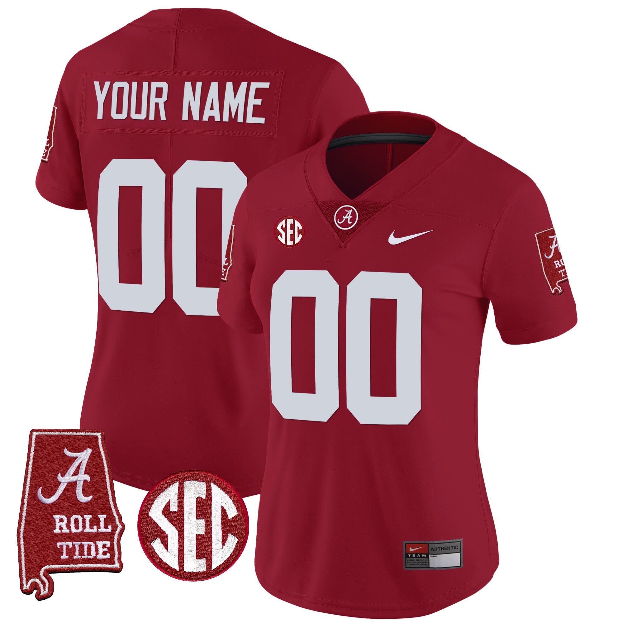 Alabama Crimson Tide Vapor Limited Custom Jersey V3 - Alabama Map - All Stitched