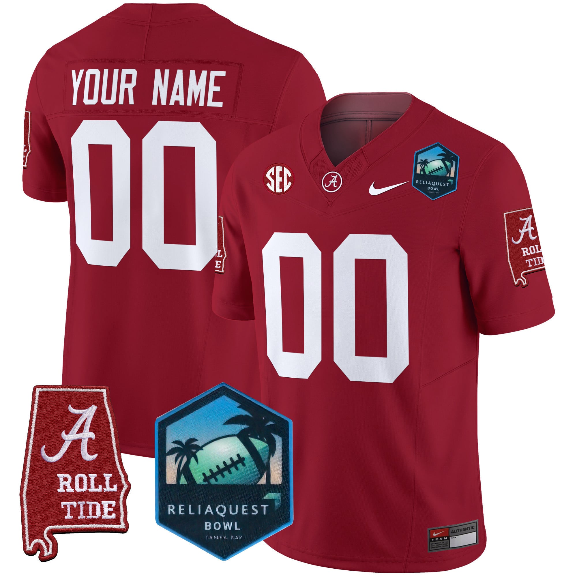 Alabama Crimson Tide 2025 ReliaQuest Bowl Patch Vapor Limited Custom Jersey - All Stitched